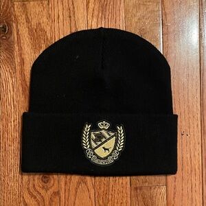 PINK Victoria's Secret Black Hat with Gold Crest